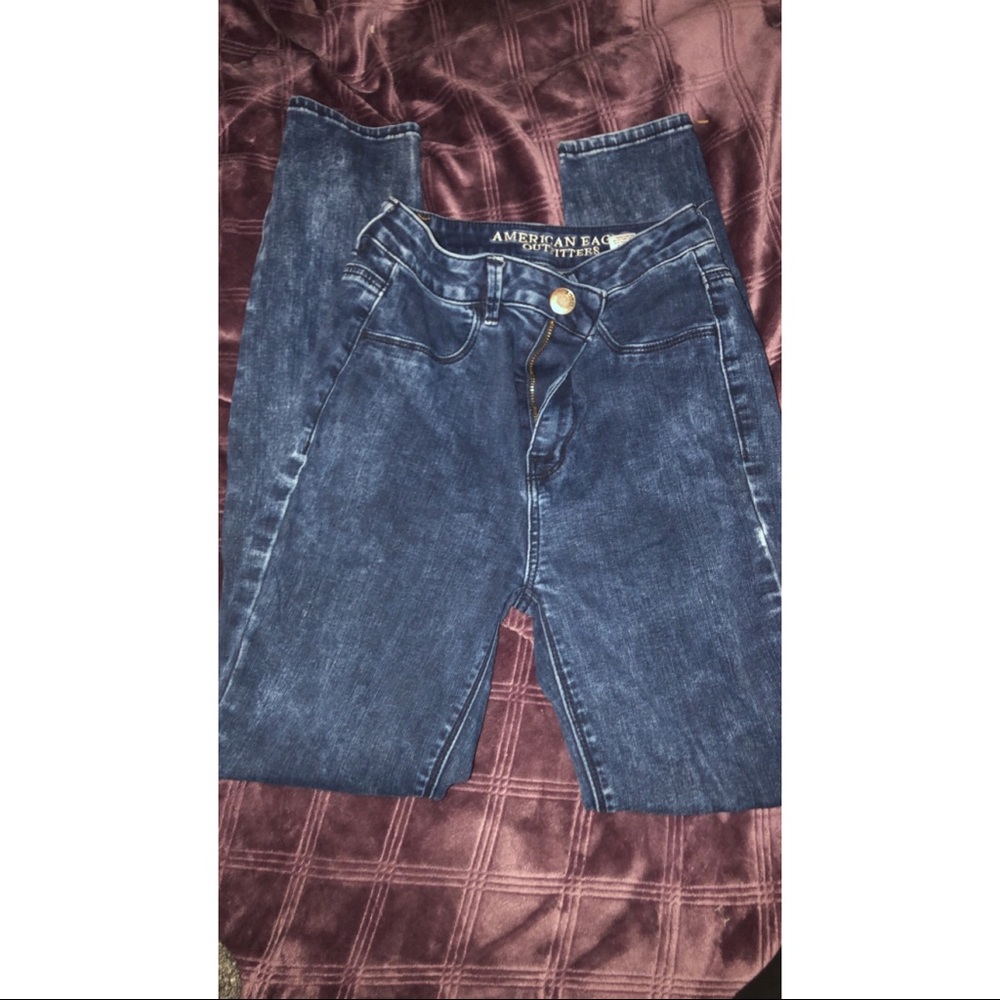 Denim washed high waisted jeans